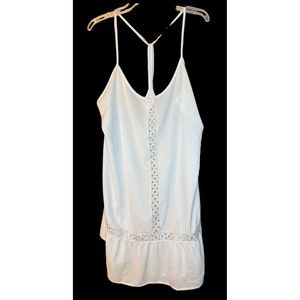 Freshwater Swim Cover Up Dress Womens Plus Size 3X White NWT Eyelet Trim…